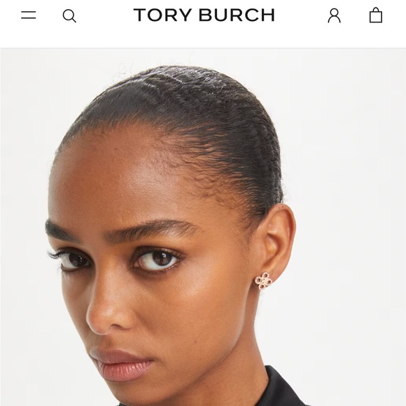 Tory Burch Small Britton Pave Cut Out Stud Earrings - Picture 4 of 6